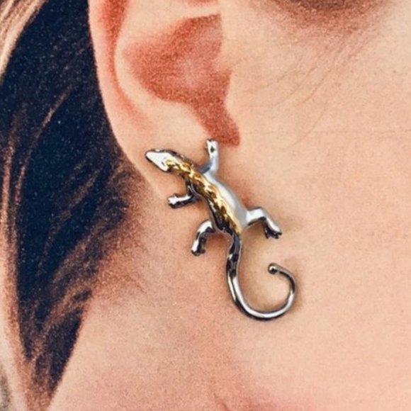Alexis Bittar Asymmetrical Silver Lizard Earrings - Picture 5 of 5
